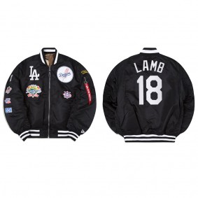 Men's Los Angeles Dodgers Jake Lamb Black Alpha Industries Jacket