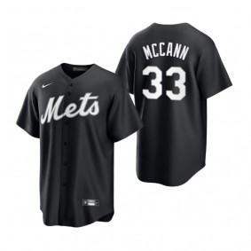 New York Mets James McCann Nike Black White 2021 All Black Fashion Replica Jersey