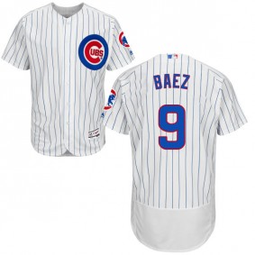 Male Javier Baez #9 Chicago Cubs White Collection Flexbase Jersey