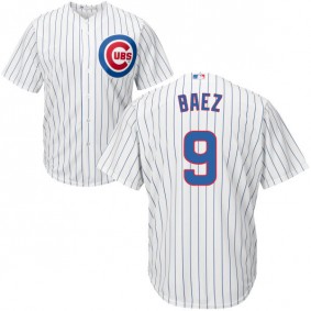 Male Javier Baez #9 Chicago Cubs White Official Cool Base Player Jersey