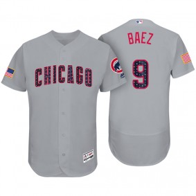 Men's Chicago Cubs #9 Javier Baez Gray 2017 Independence Day Flex Base Jersey