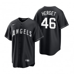 Los Angeles Angels Jimmy Herget Nike Black White Replica Official Jersey