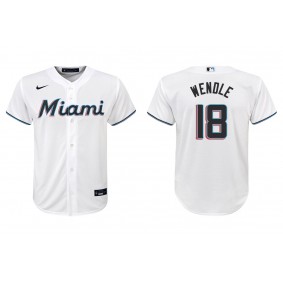 Youth Miami Marlins Joe Wendle White Replica Home Jersey