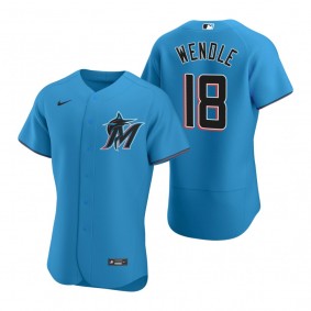 Men's Miami Marlins Joey Wendle Blue Authentic Alternate Jersey