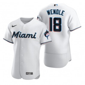 Men's Miami Marlins Joey Wendle White Authentic Home Jersey