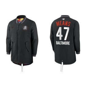 John Means Baltimore Orioles Nike Black 2023 City Connect Authentic Collection Dugout Long Sleeve Full-Zip Jacket