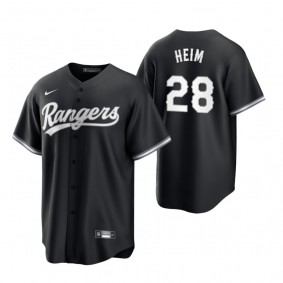Texas Rangers Jonah Heim Nike Black White 2021 All Black Fashion Replica Jersey