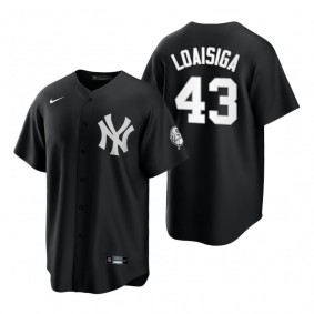 New York Yankees Jonathan Loaisiga Nike Black White 2021 All Black Fashion Replica Jersey