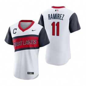 Men's Cleveland Indians Jose Ramirez Nike White 2021 Little League Classic Home Authentic Jersey