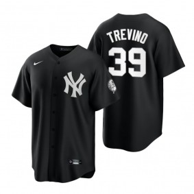 Men's New York Yankees Jose Trevino Nike Black White Replica Official Jersey