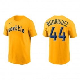 Julio Rodriguez Seattle Mariners Gold 2023 City Connect Wordmark T-Shirt