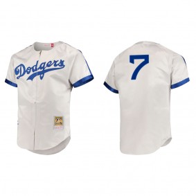 Julio Urias Men's Brooklyn Dodgers Jackie Robinson Mitchell & Ness Gray Cooperstown Collection Authentic Jersey