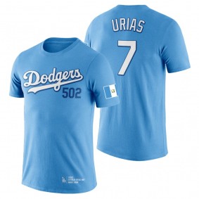 Julio Urias Dodgers Guatemalan Heritage Night Blue T-Shirt