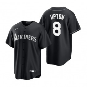 Men's Seattle Mariners Justin Upton Black White Replica Official Jersey