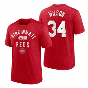 Reds Justin Wilson Red 2022 Field of Dreams Lockup Tri-Blend T-Shirt