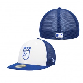 Men's Kansas City Royals White Blue 2023 On-Field Batting Practice 59FIFTY Fitted Hat