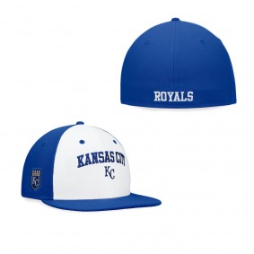 Men's Kansas City Royals White Royal Iconic Color Blocked Fitted Hat