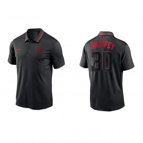 Ken Griffey Jr Cincinnati Reds Nike Black 2023 City Connect Knit Performance Polo