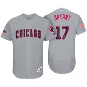 Men's Chicago Cubs #17 Kris Bryant Gray 2017 Independence Day Flex Base Jersey