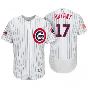Men's Chicago Cubs #17 Kris Bryant White 2017 Independence Day Flex Base Jersey