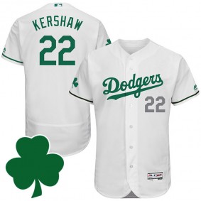 Male L.A. Dodgers #22 Clayton Kershaw St. Patricks Day White Celtic Flexbase Collection Jersey