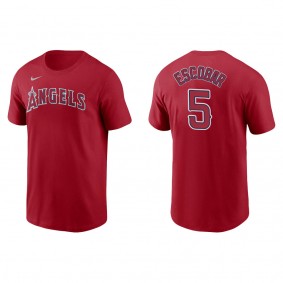 Men's Los Angeles Angels Eduardo Escobar Red Name Number T-Shirt
