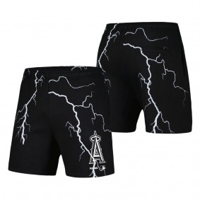 Men's Los Angeles Angels PLEASURES Black Lightning Shorts