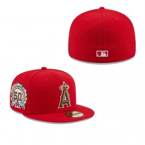 Men's Los Angeles Angels Red 50th Anniversary Spring Training Botanical 59FIFTY Fitted Hat