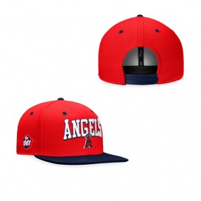 Men's Los Angeles Angels Red Navy Iconic Lock Up Snapback Hat