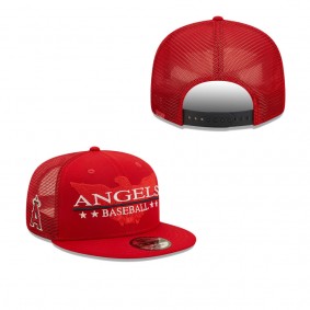 Men's Los Angeles Angels Red Patriot Trucker 9FIFTY Snapback Hat