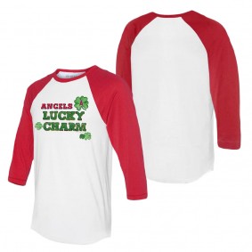 Men's Los Angeles Angels Tiny Turnip White Red Lucky Charm Raglan T-Shirt