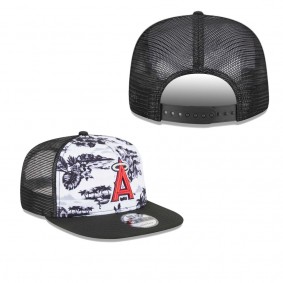 Men's Los Angeles Angels White Black Vacay 2.0 A-Frame Trucker 9FIFTY Snapback Hat