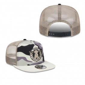 Men's Los Angeles Angels White Chrome Camo A-Frame 9FIFTY Trucker Snapback Hat
