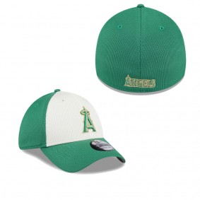 Men's Los Angeles Angels White Green 2024 St. Patrick's Day 39THIRTY Flex Fit Hat