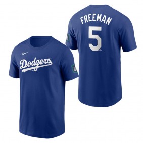 Men's Los Angeles Dodgers Freddie Freeman Royal 2024 MLB World Tour Seoul Series Name & Number T-Shirt