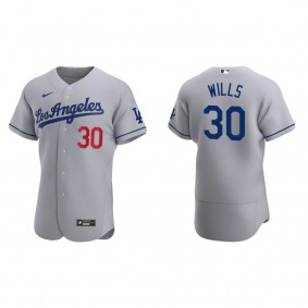 Men's Los Angeles Dodgers Maury Wills Gray Authentic Road Jersey