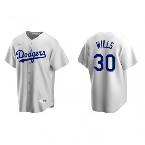 Men's Los Angeles Dodgers Maury Wills White Cooperstown Collection Home Jersey