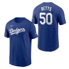 Men's Los Angeles Dodgers Mookie Betts Royal 2024 MLB World Tour Seoul Series Name & Number T-Shirt