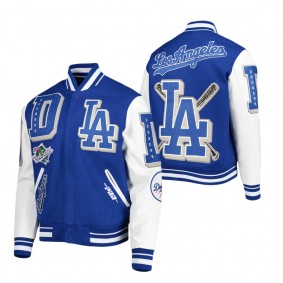 Men's Los Angeles Dodgers Pro Standard Royal Mash Up Logo Varsity Full-Zip Jacket