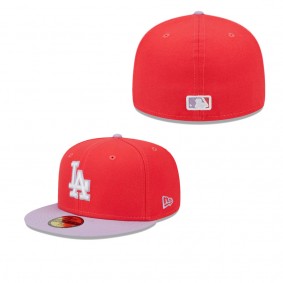 Men's Los Angeles Dodgers Red Lavender Spring Color Two-Tone 59FIFTY Fitted Hat