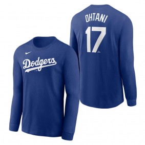 Men's Los Angeles Dodgers Shohei Ohtani Nike Royal Name & Number Long Sleeve T-Shirt