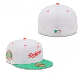 Men's Los Angeles Dodgers White Green 50th Anniversary in Los Angeles Watermelon Lolli 59FIFTY Fitted Hat