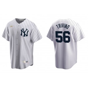 Men's New York Yankees Lou Trivino White Cooperstown Collection Home Jersey