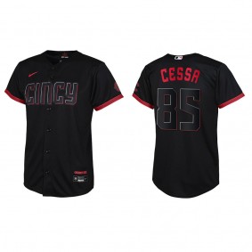 Luis Cessa Youth Cincinnati Reds Nike Black 2023 City Connect Replica Jersey
