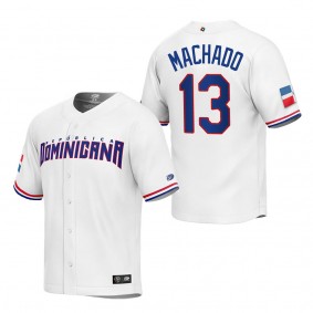 Manny Machado Men's Dominican Republic Baseball White 2023 World Baseball Classic Replica Jersey