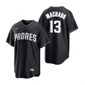San Diego Padres Manny Machado Nike Black White 2021 All Black Fashion Replica Jersey