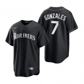 Seattle Mariners Marco Gonzales Nike Black White 2021 All Black Fashion Replica Jersey