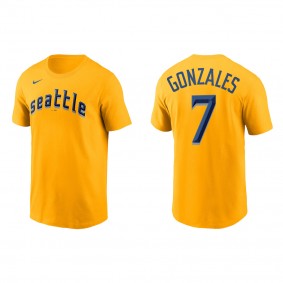Marco Gonzales Seattle Mariners Gold 2023 City Connect Wordmark T-Shirt