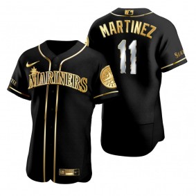 Seattle Mariners Edgar Martinez Nike Black Golden Edition Authentic Jersey