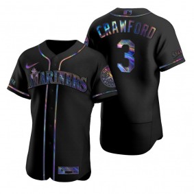 Seattle Mariners J.P. Crawford Nike Black Authentic Holographic Golden Edition Jersey